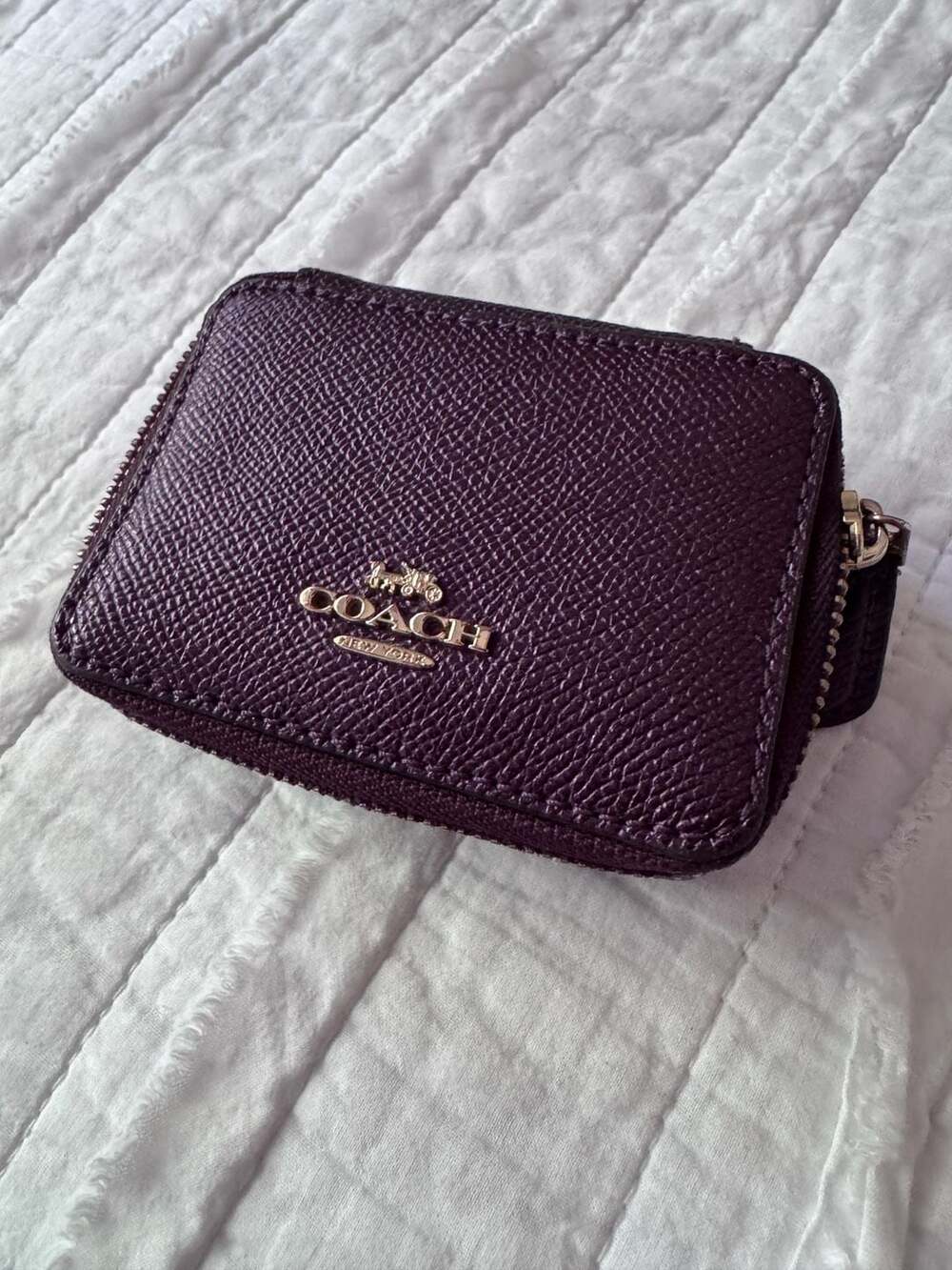 Coach Small Zip-Around Leather Jewelry Travel Case